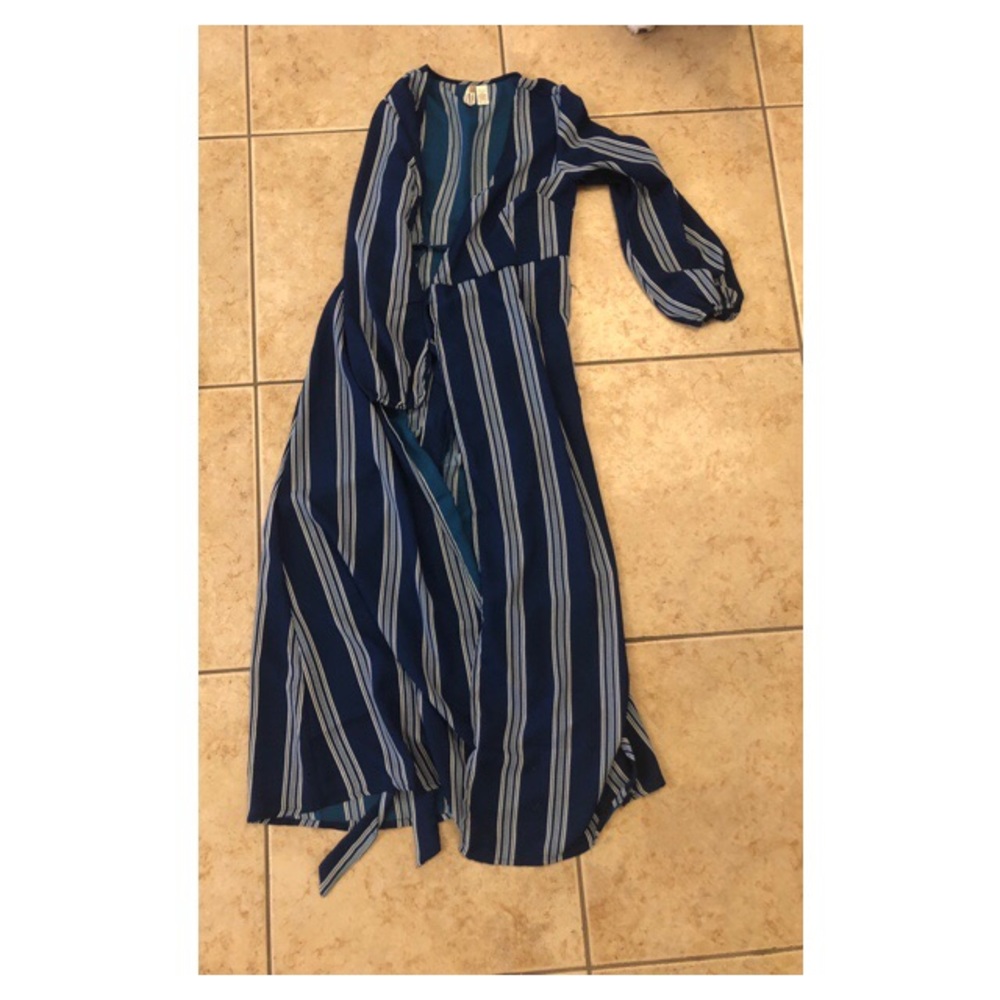 Blue and white long cardigan